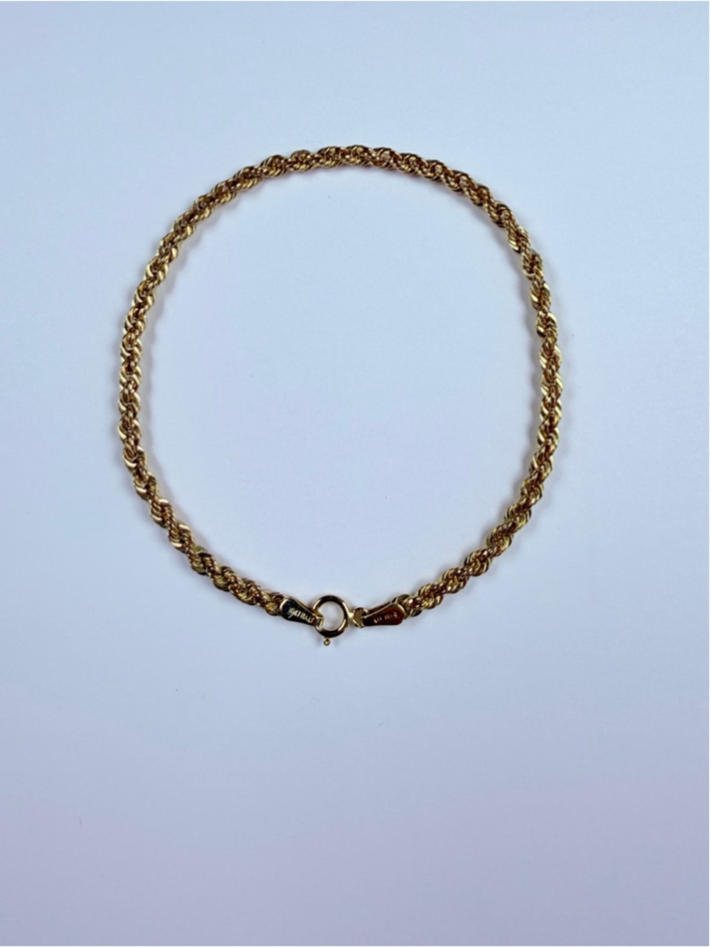 10K Solid Yellow Gold Golden Clef Twisted Rope Chain Bracelet Italy NWT